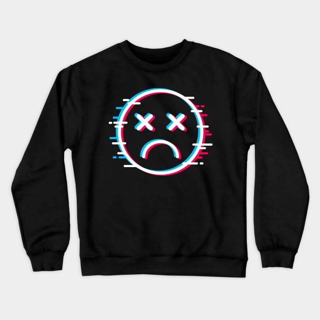 Glitch Face Dead Sad Crewneck Sweatshirt by machmigo